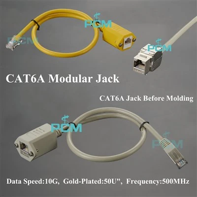 RJ45 Cat6A Fireann go Mná Síneadh Líonra Cábla Scriú Painéal Glasáil Sliabh