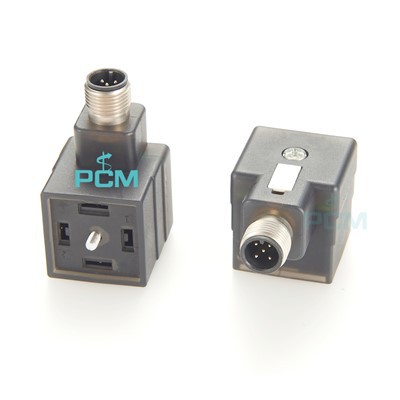 Foirm adapter comhla solenoid din le cónascaire gabhdáin fireann M12/M8