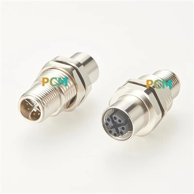 Bulkhead Painéal Feedthru Cód M12 X Tionsclaíoch 8 PIN-X-MF