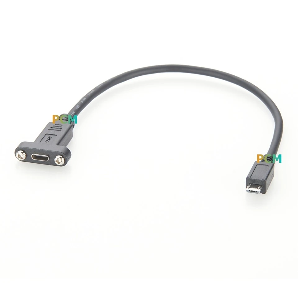 USB 3.1 C To Micro B Screw Panel Mount Cable